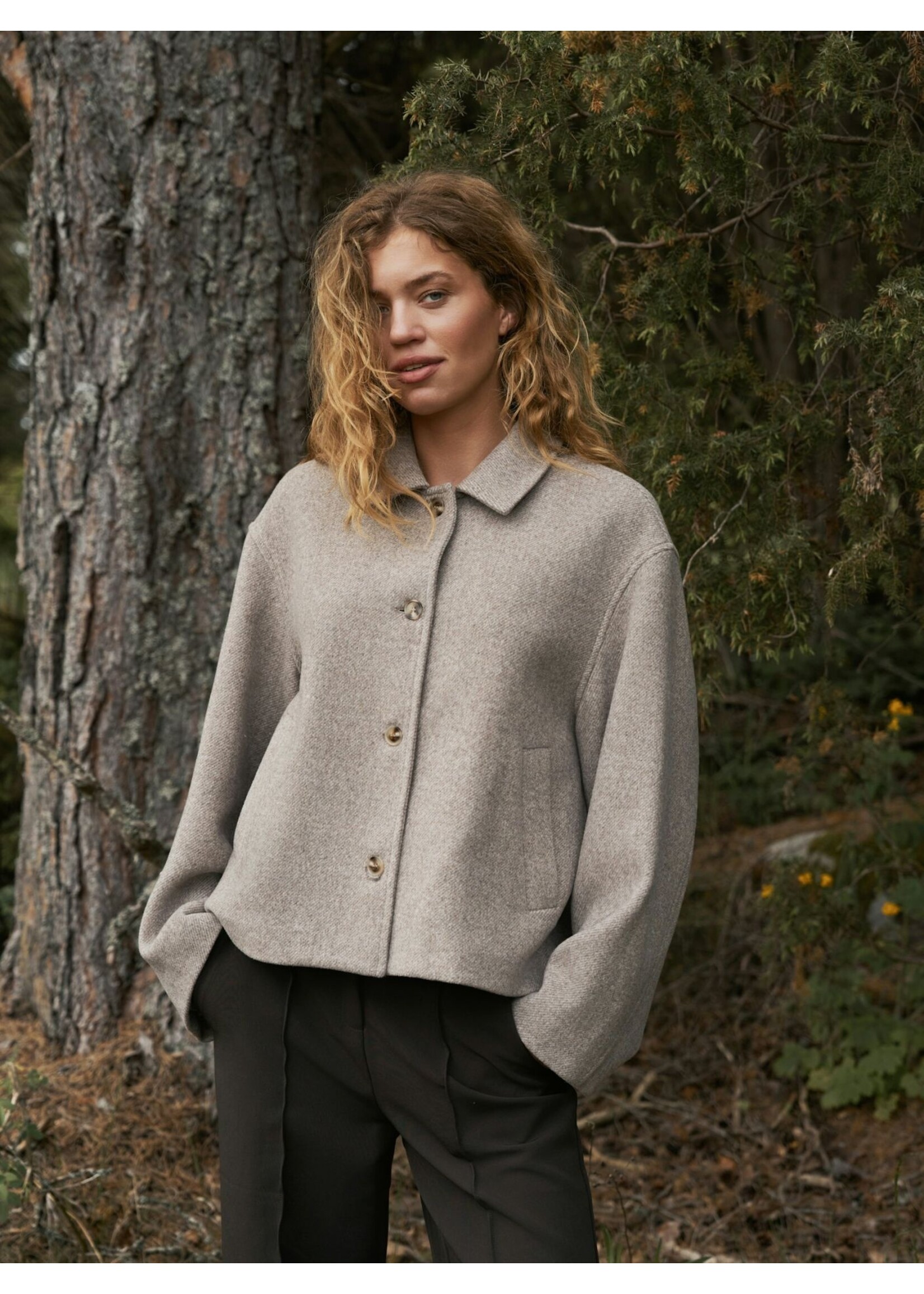 Neo Noir Neo Noir, Hamra Herringbone Twill Jacket, Beige melange, Size: