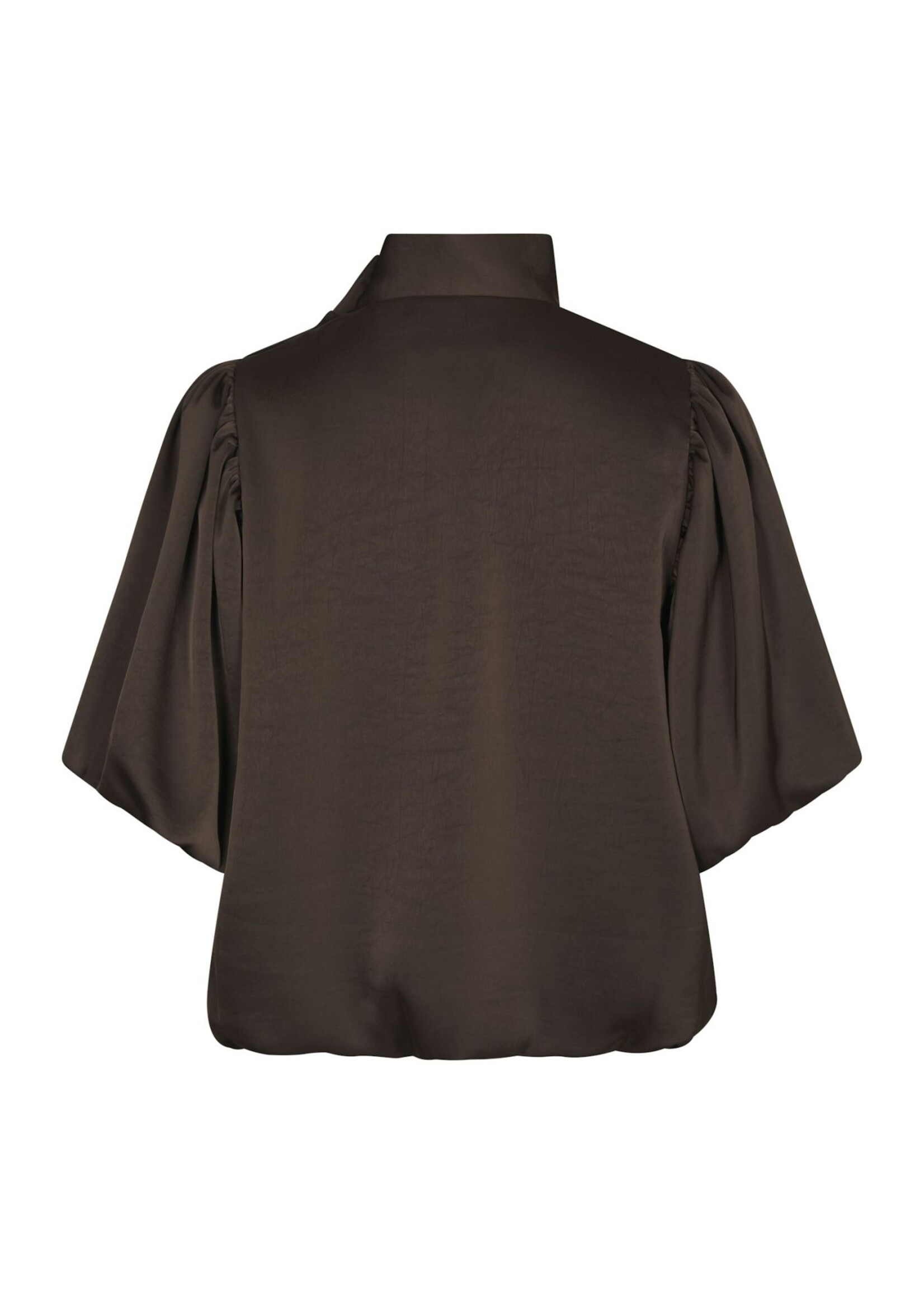 Neo Noir Neo Noir, Parisa Heavy Sateen Blouse, Dark brown, Size: