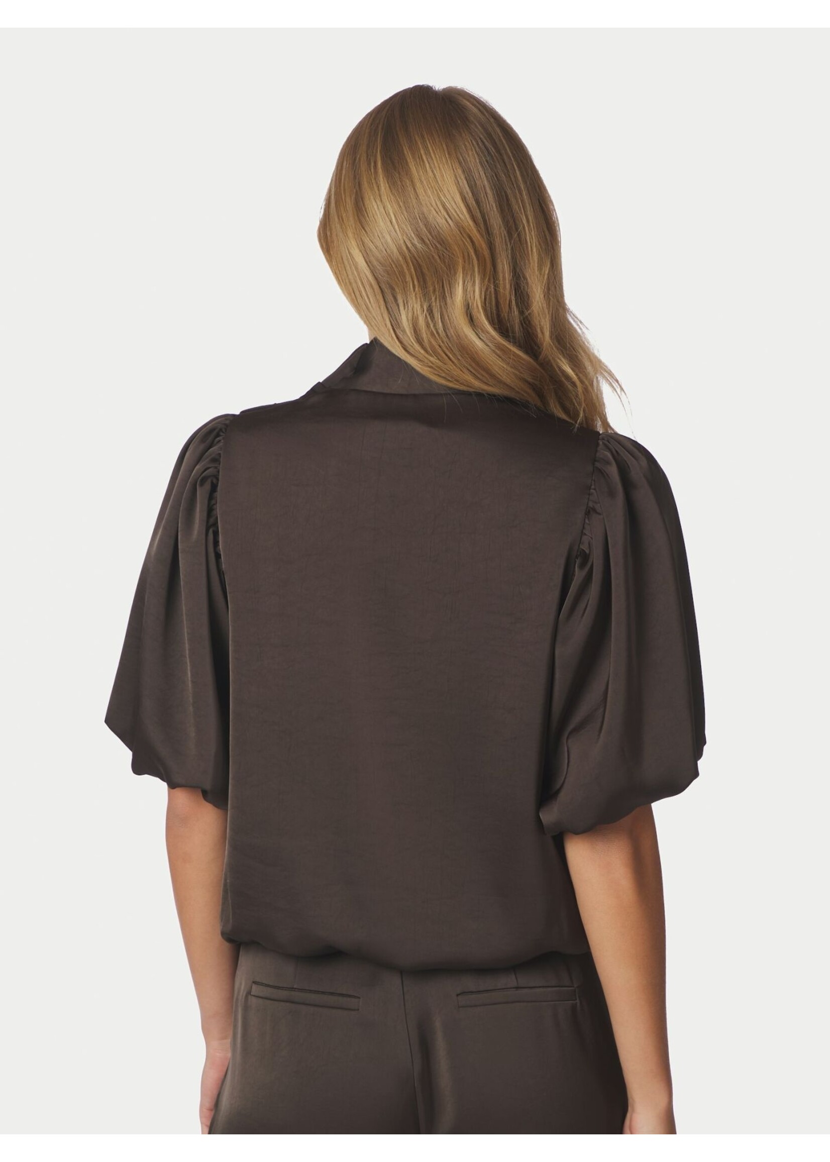 Neo Noir Neo Noir, Parisa Heavy Sateen Blouse, Dark brown, Size: