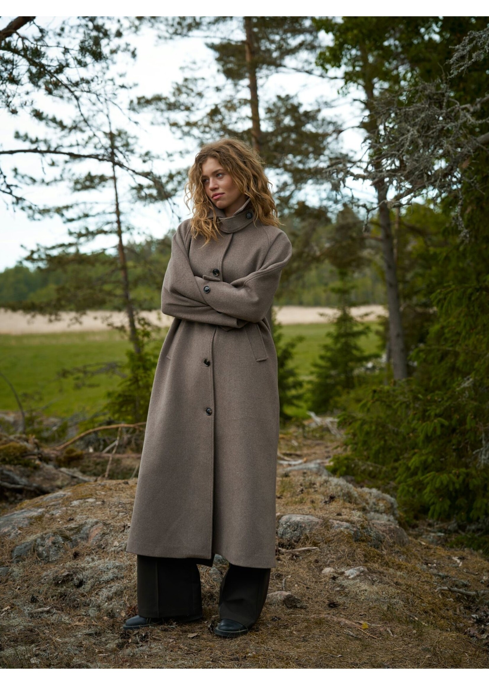 Neo Noir Neo Noir, Keaton Wool Coat, Taupe, Size: