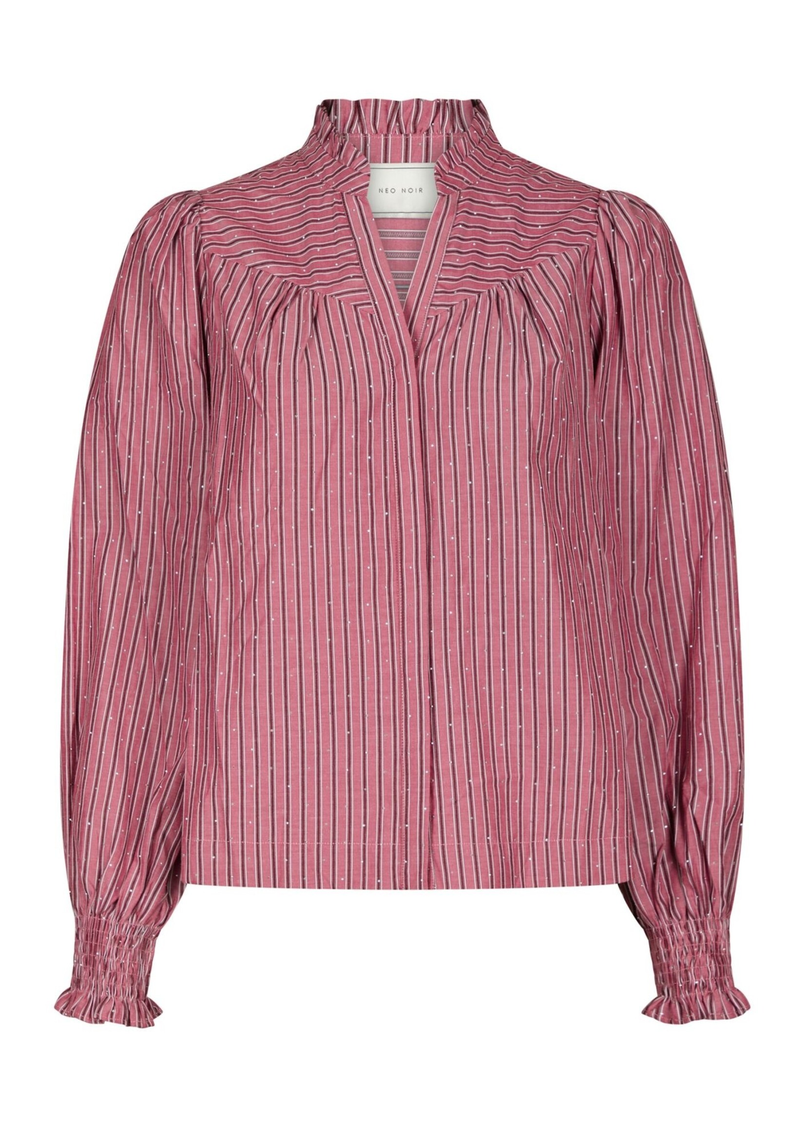 Neo Noir Neo Noir, Astrida Soft Stripe Stone Blouse, Dark Rose, Size: