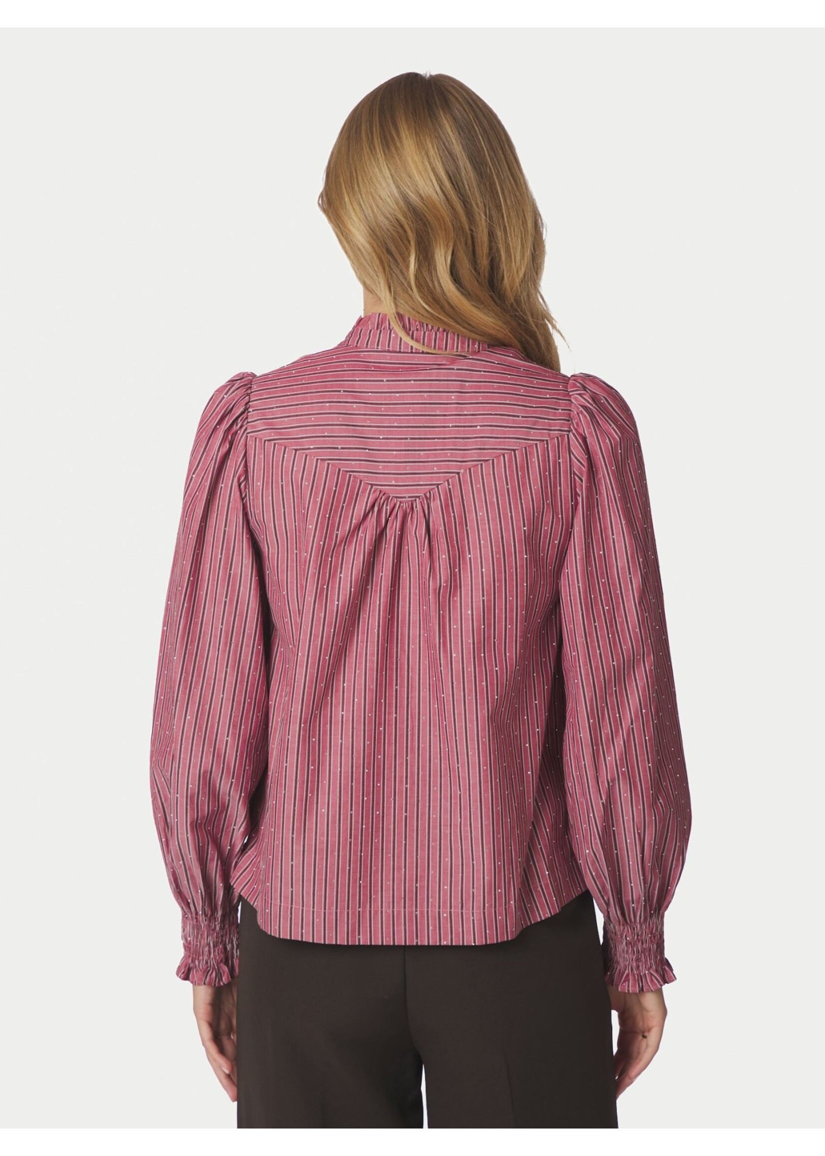 Neo Noir Neo Noir, Astrida Soft Stripe Stone Blouse, Dark Rose, Size: