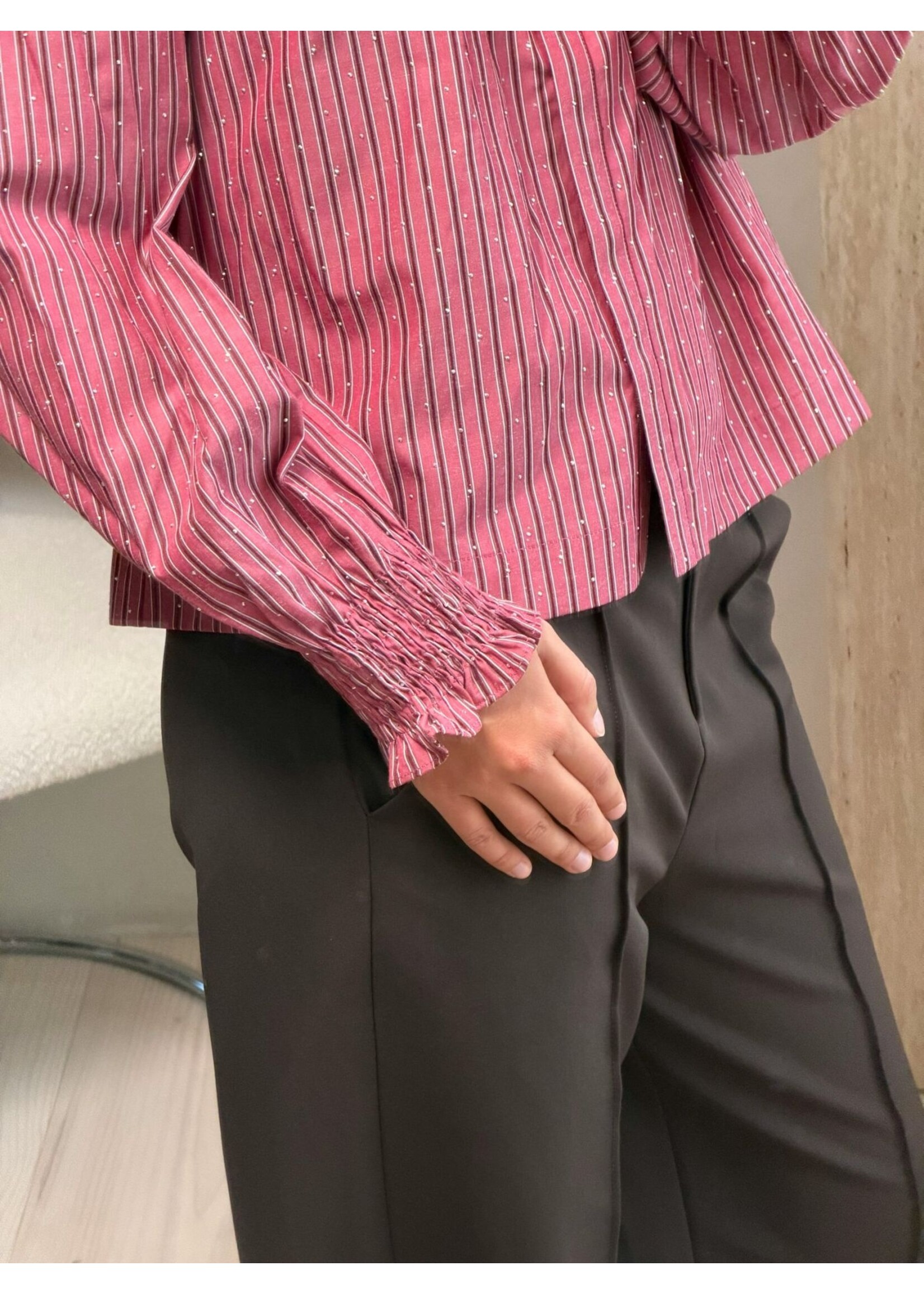 Neo Noir Neo Noir, Astrida Soft Stripe Stone Blouse, Dark Rose, Size: