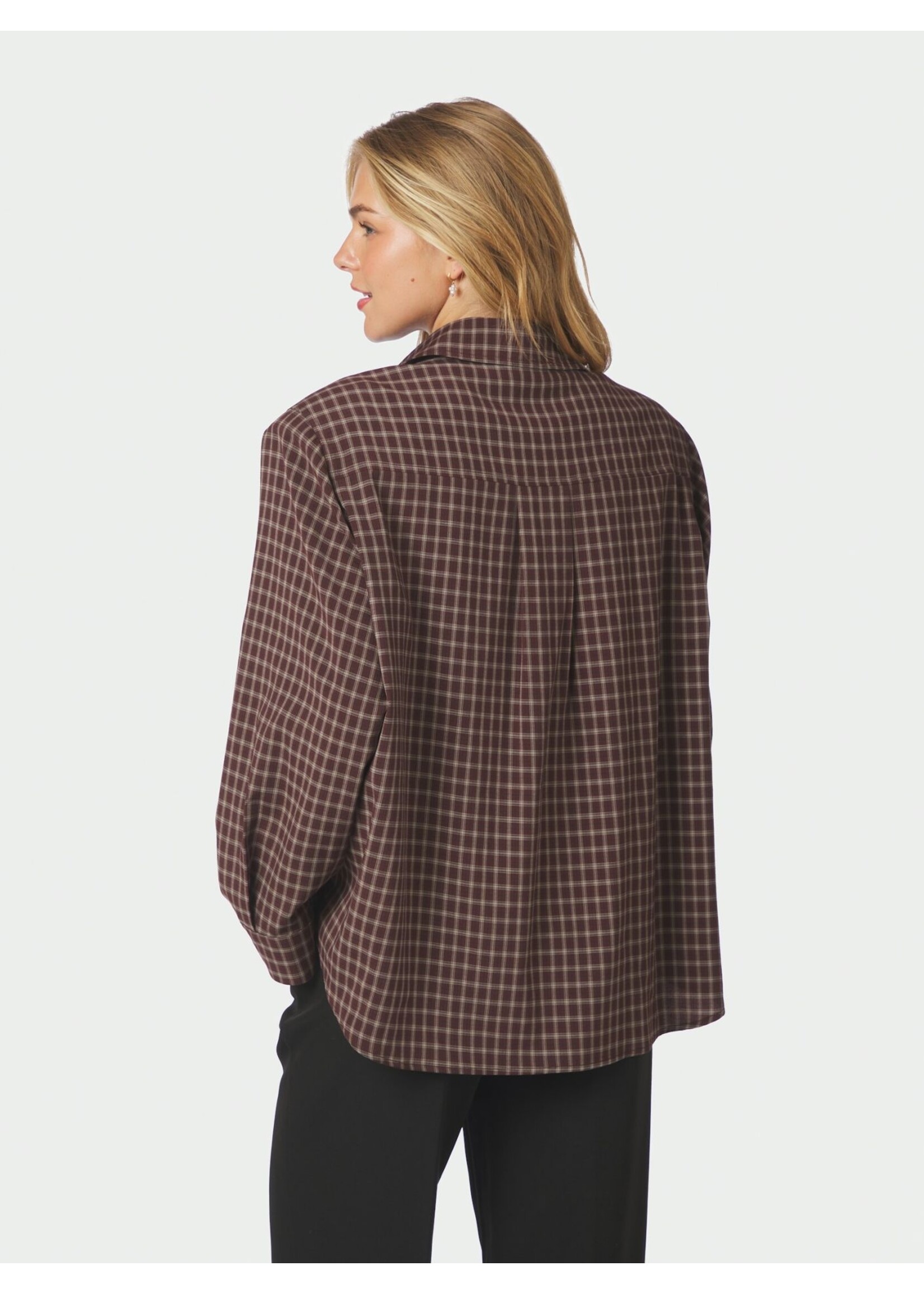 Neo Noir Neo Noir, Anella Check Shirt, Chocolate plum, Size:
