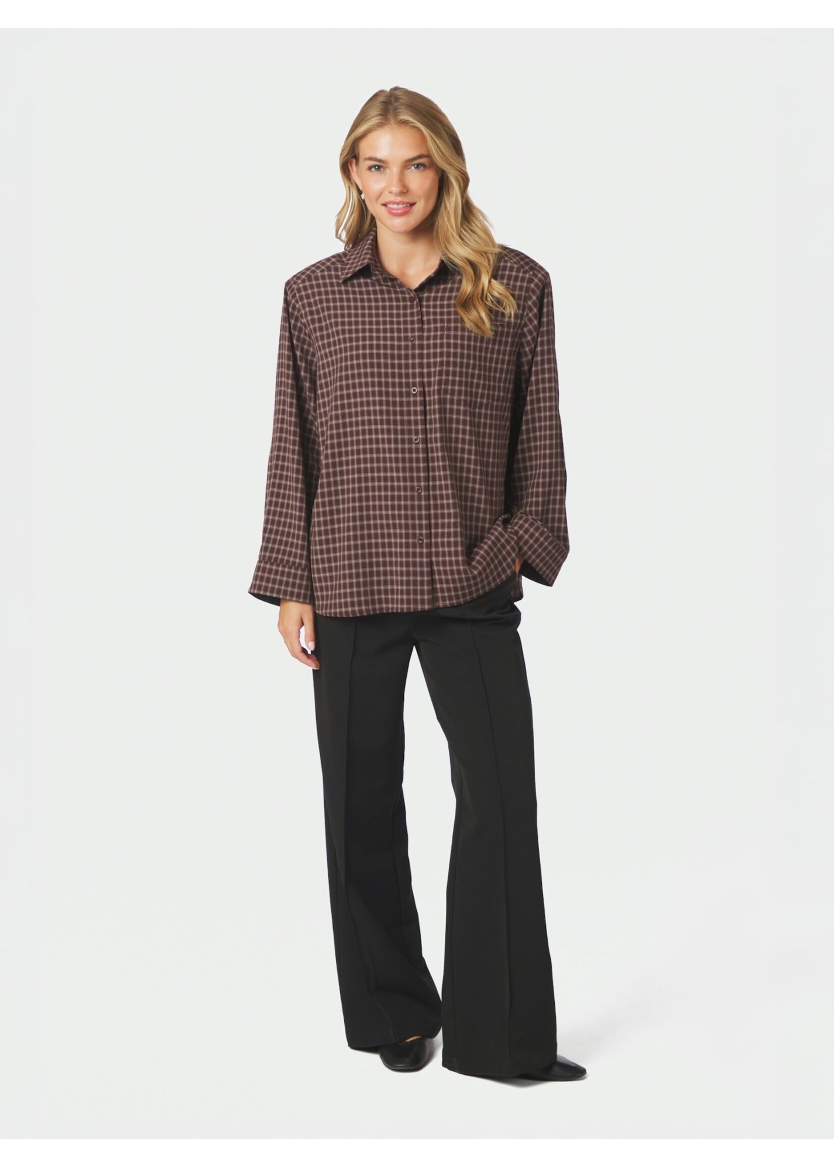 Neo Noir Neo Noir, Anella Check Shirt, Chocolate plum, Size:
