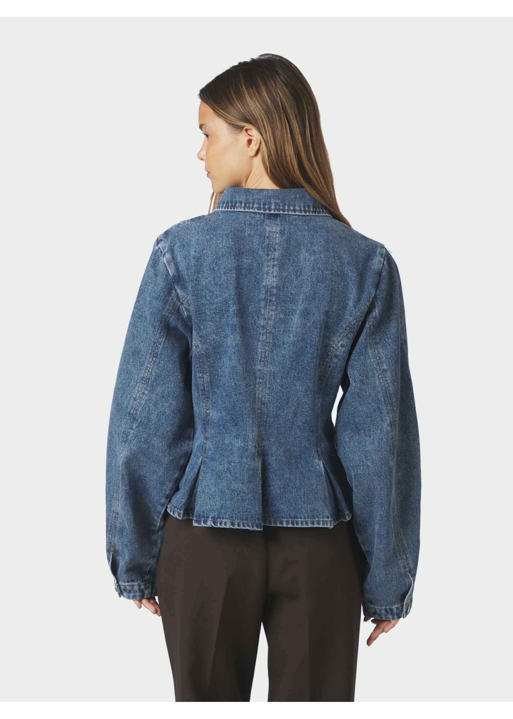 Neo Noir Neo Noir, Rivora Denim Peplum Jacket, Blue, Size: