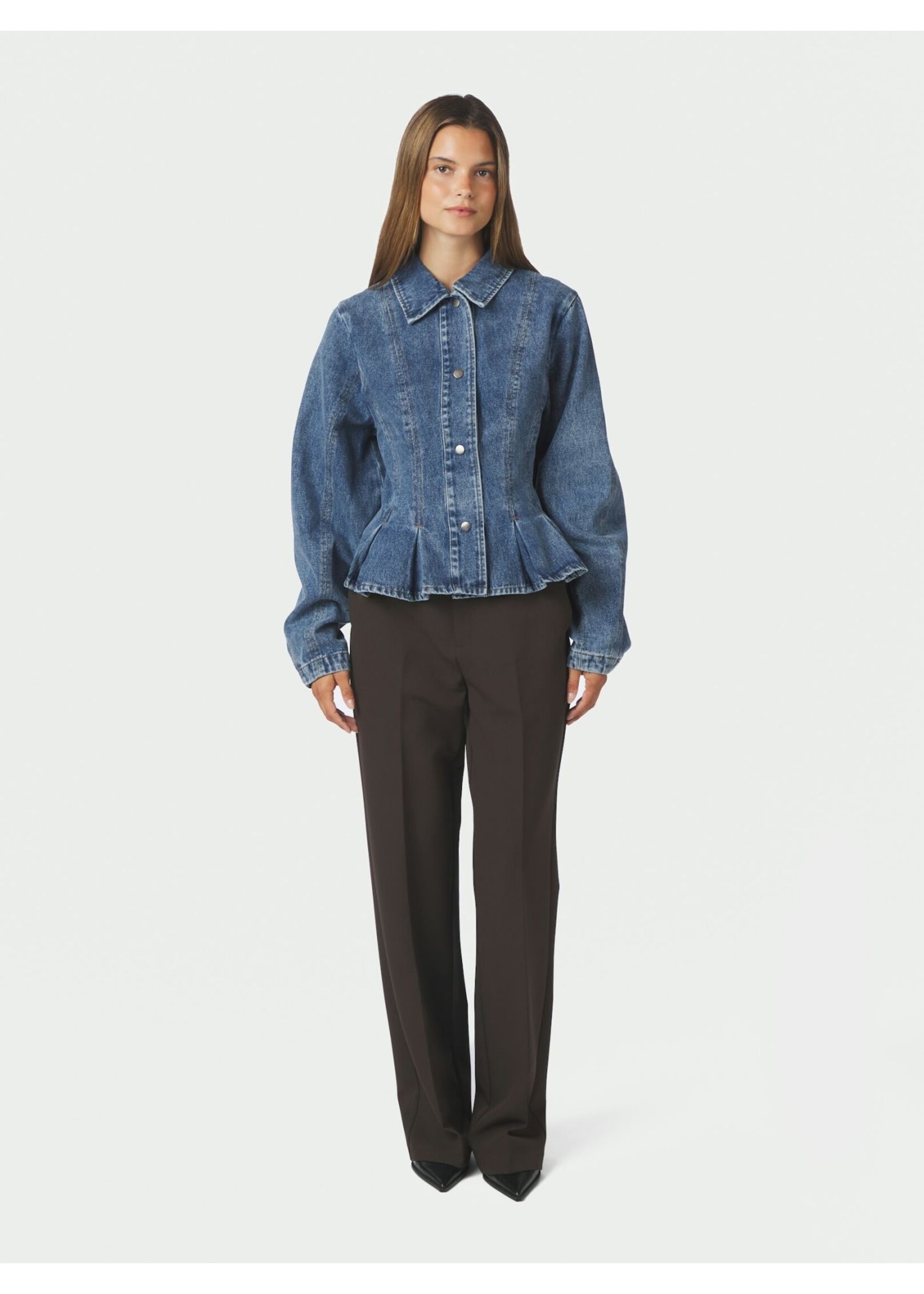 Neo Noir Neo Noir, Rivora Denim Peplum Jacket, Blue, Size: