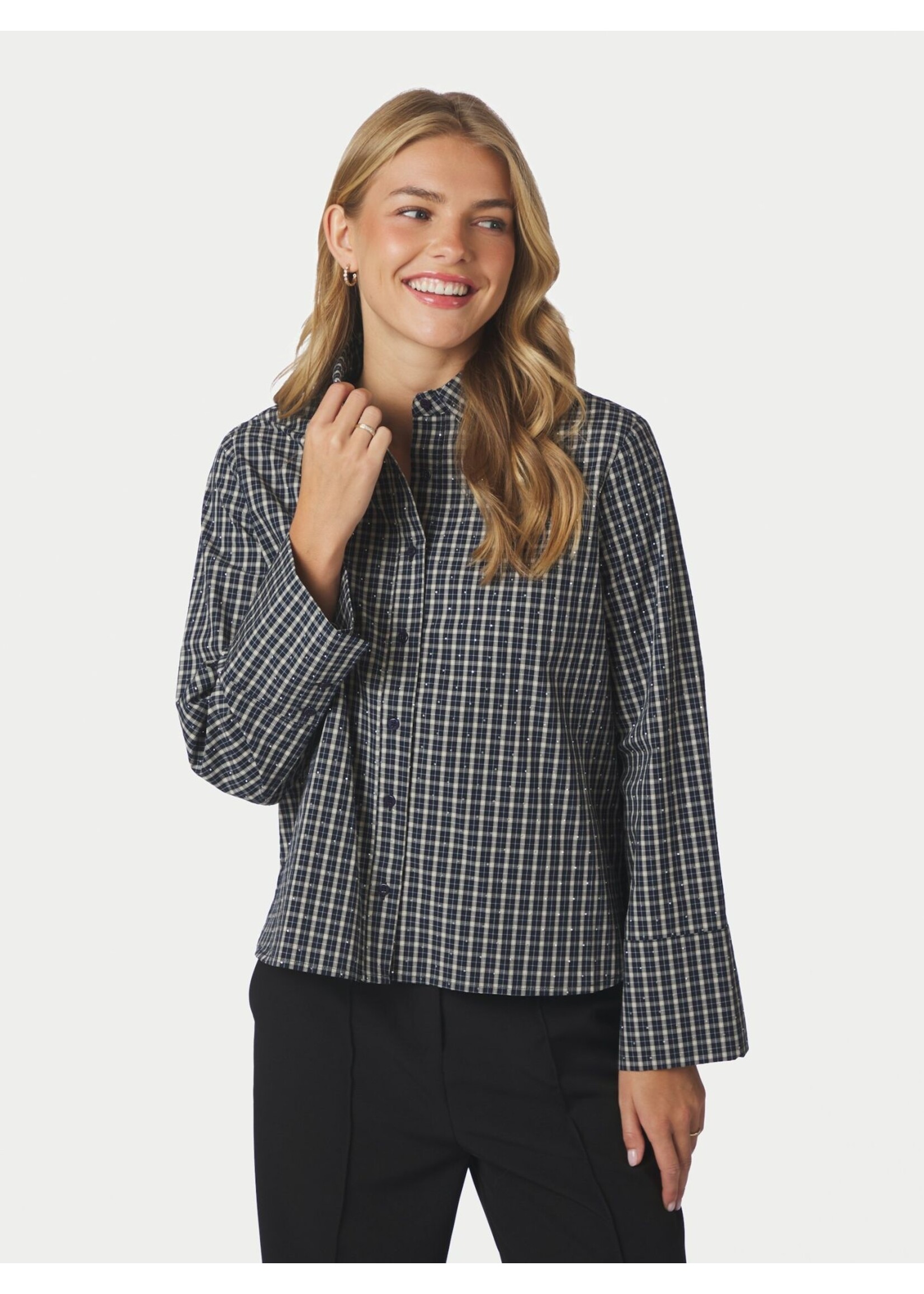 Neo Noir Neo Noir, Drew Check Bedaz Shirt , Dark blue, size: