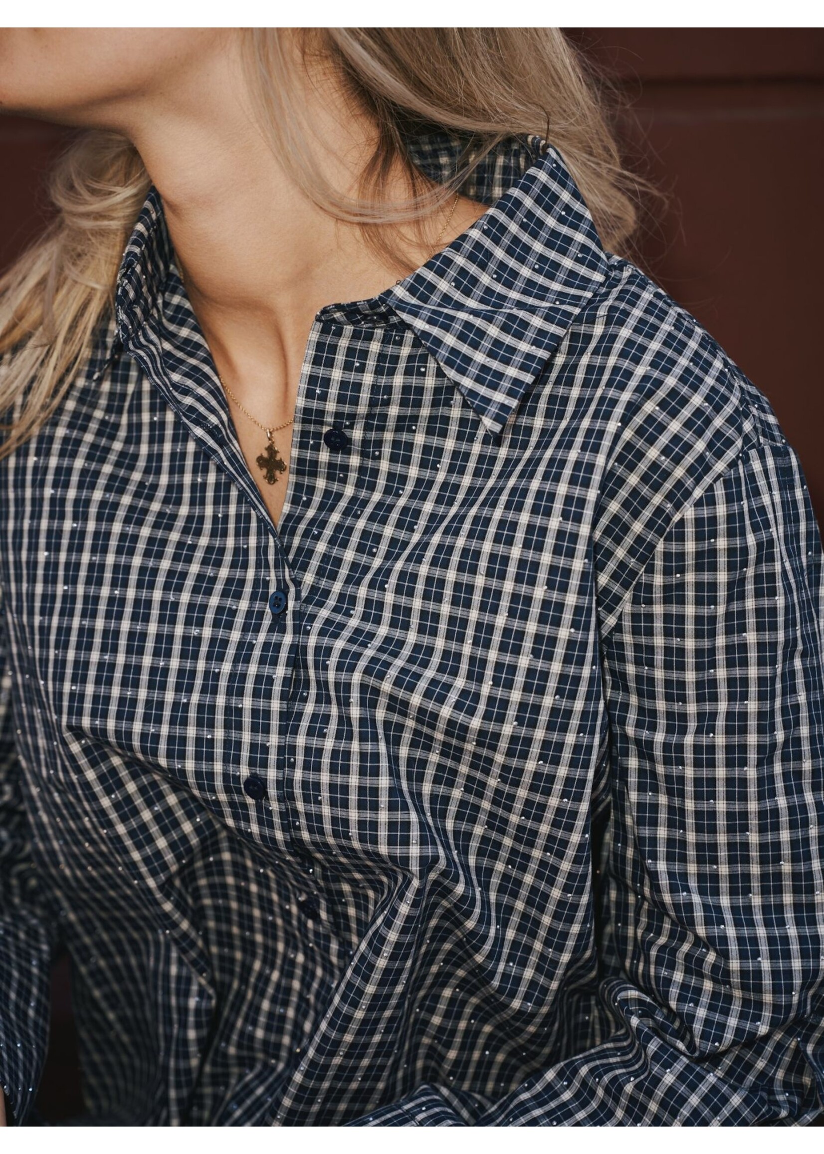 Neo Noir Neo Noir, Drew Check Bedaz Shirt , Dark blue, size: