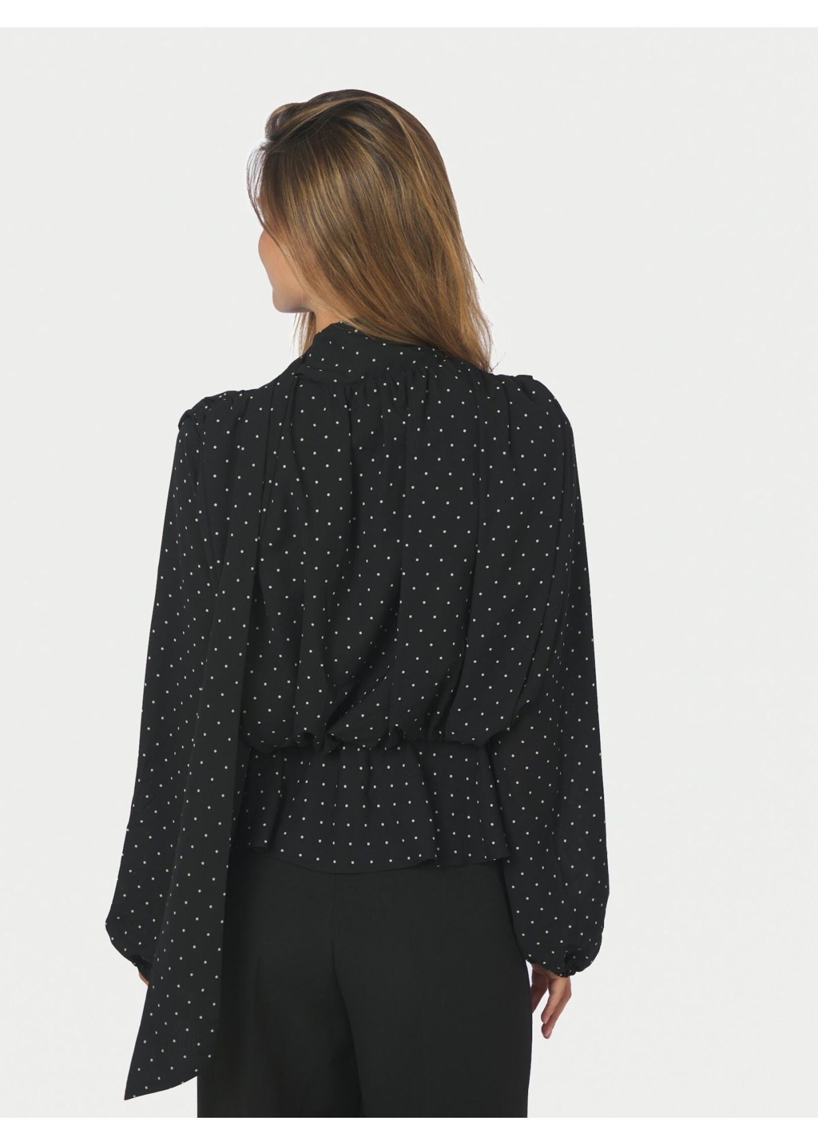 Neo Noir Neo Noir, Ettalie Dot Blouse, Black, Size:
