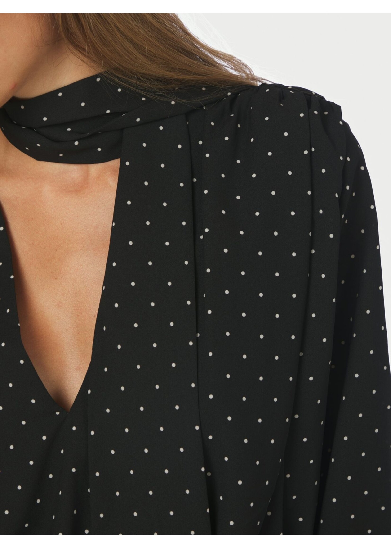 Neo Noir Neo Noir, Ettalie Dot Blouse, Black, Size: