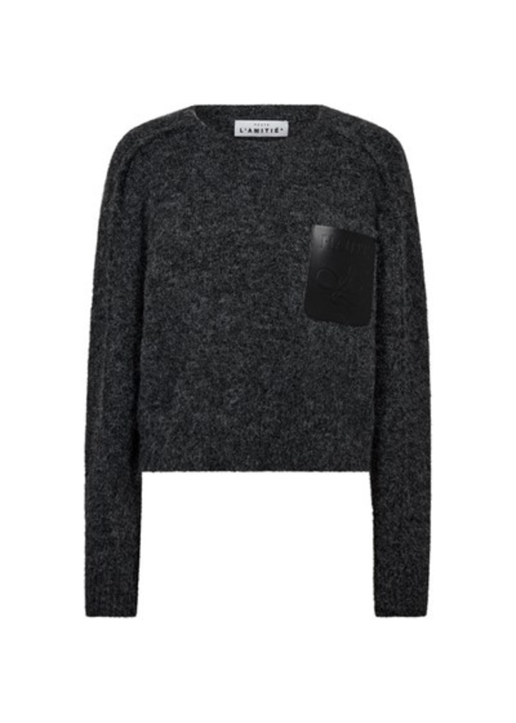 Haute L'amitie Haute L'amitié, Darcia Reverse Crop Pocket Knit, Antracit, Size: