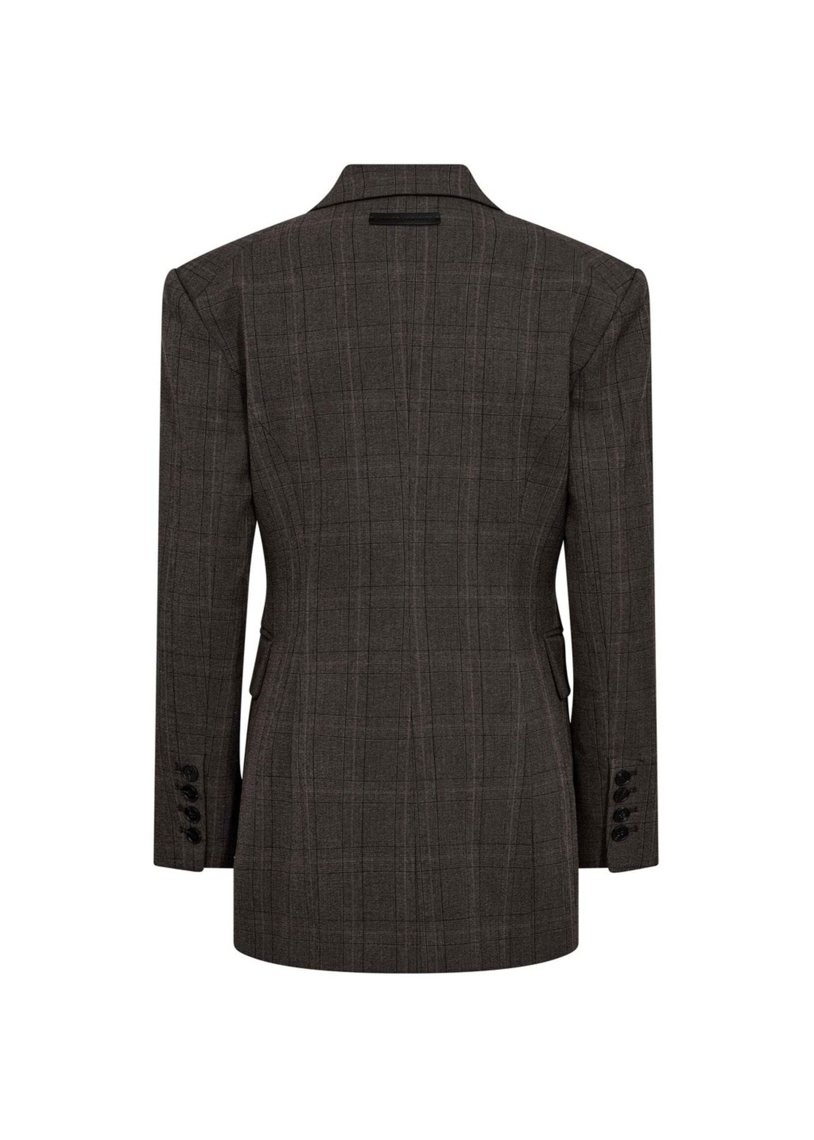 Haute L'amitie Haute L'amitié, Waist Fit Check Blazer, Mocca, Size: