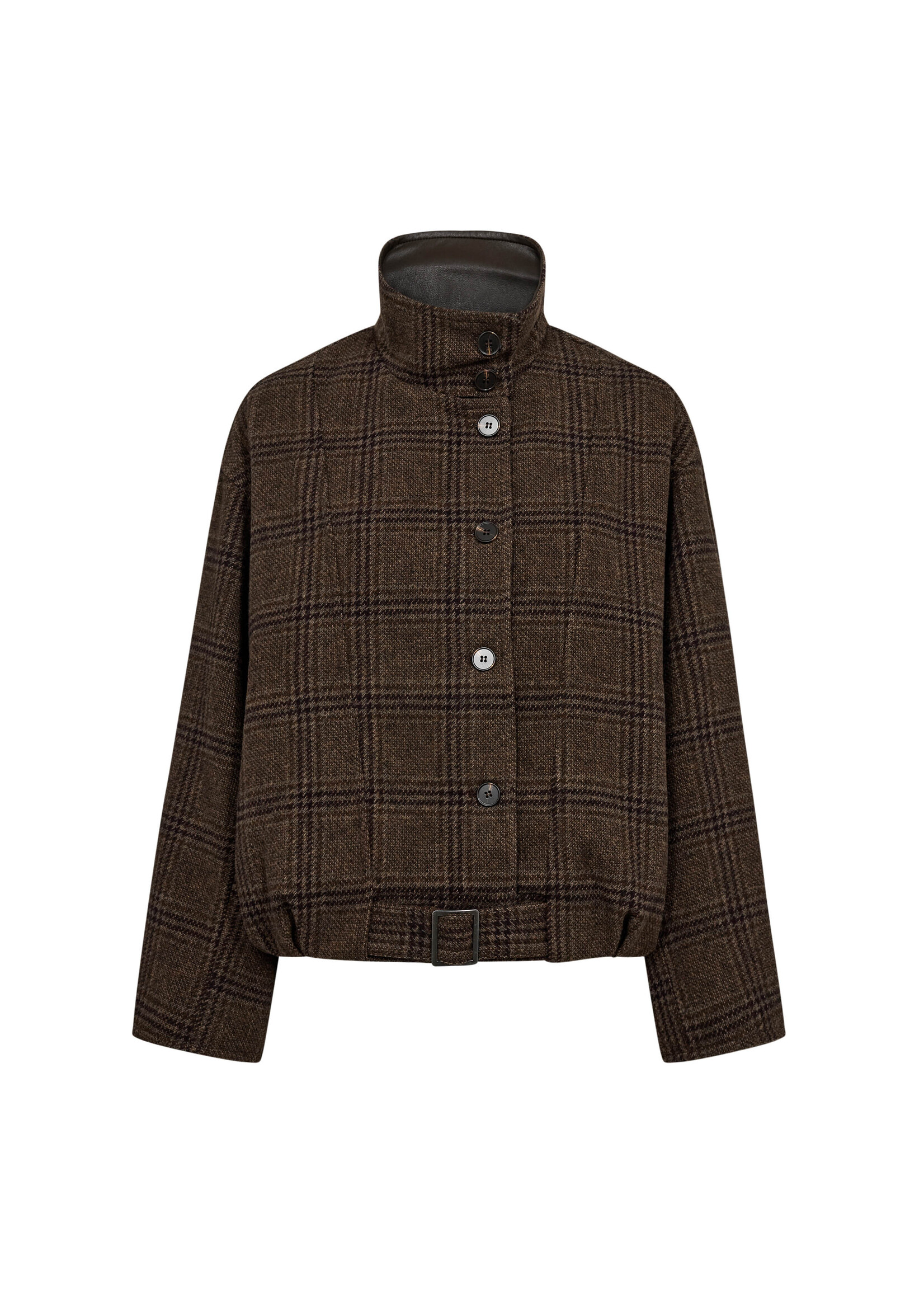 Co Couture Co'Couture, OlvaCC Check Balloon Jacket, Dark brown, Size