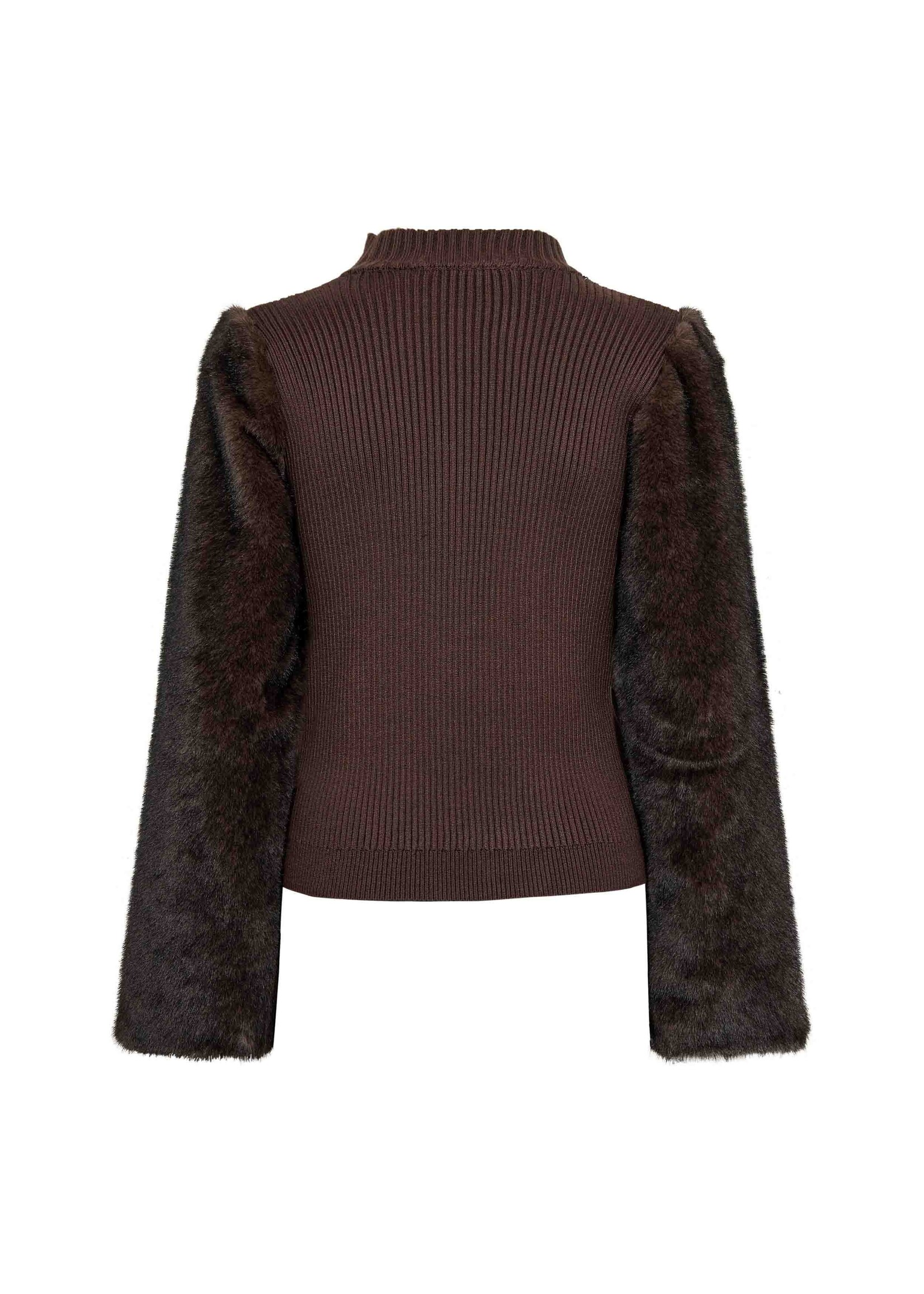 Co Couture Co'Couture, ElisabethCC Fur Mix Rib Knit, Dark brown, Size: