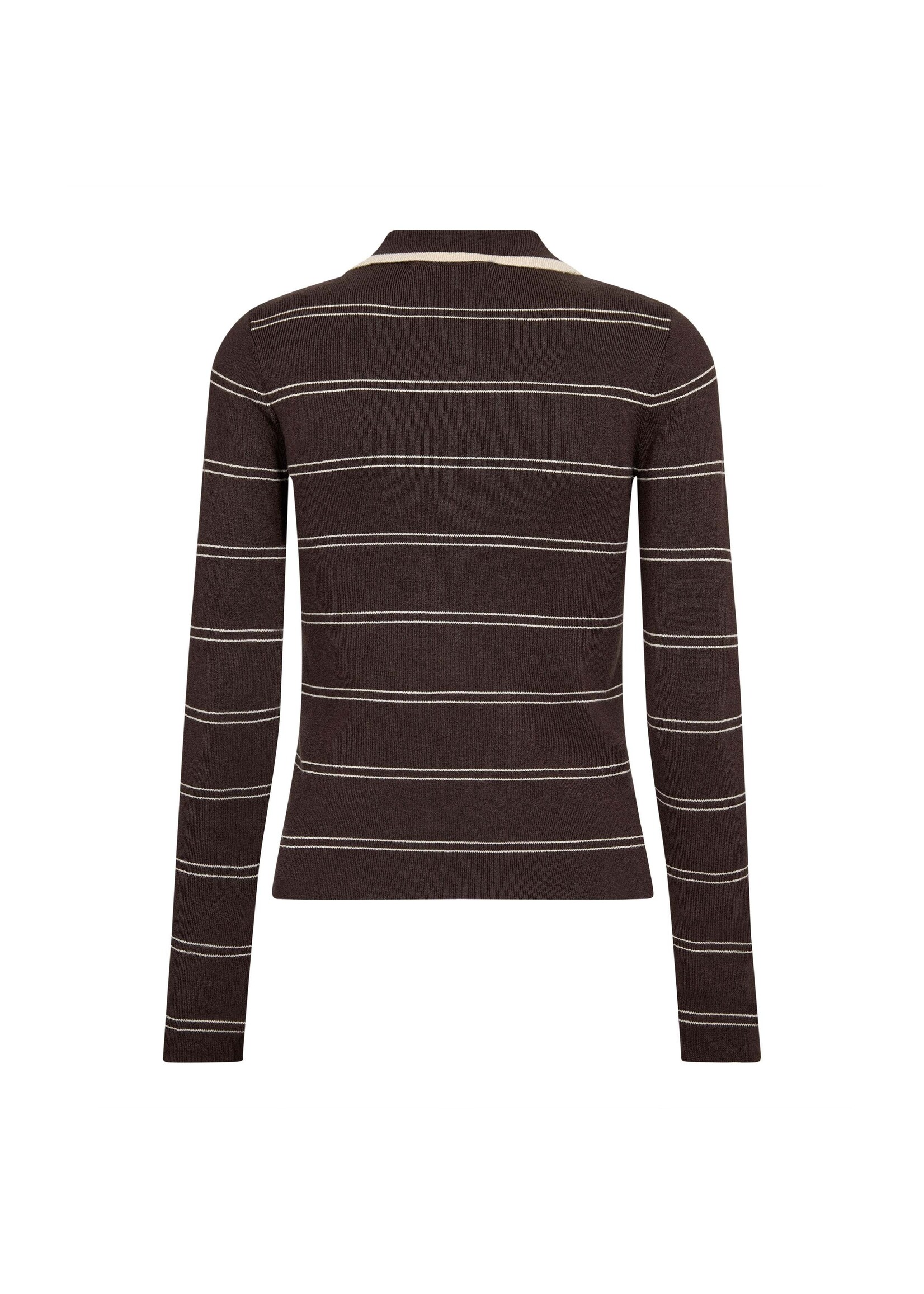 Co Couture Co'couture, LueCC Stripe Polo Knit, Dark brown, Size: