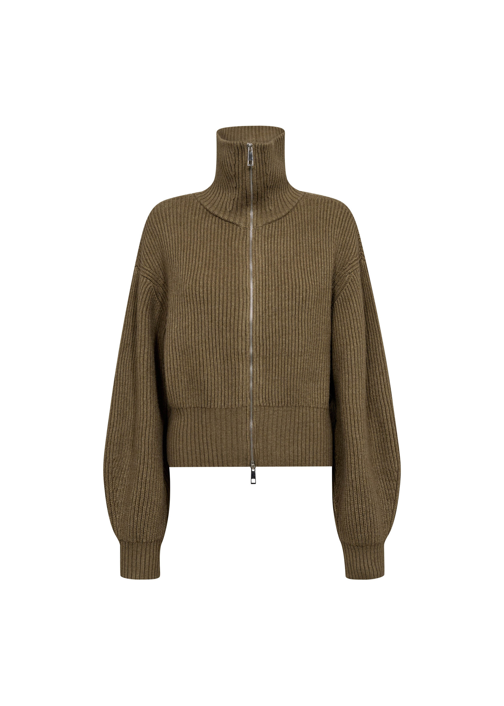 Co Couture Co'Couture, RowCC Zip Knit Cardigan, Army, Size: