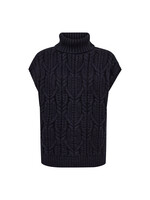 Co Couture Co'couture, RowCC Oversize Cable Knit Vest, Navy, Size: