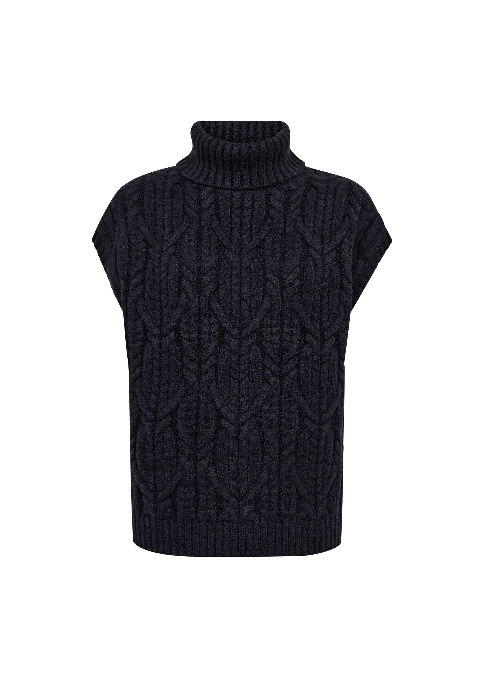 Co Couture Co'couture, RowCC Oversize Cable Knit Vest, Navy, Size: