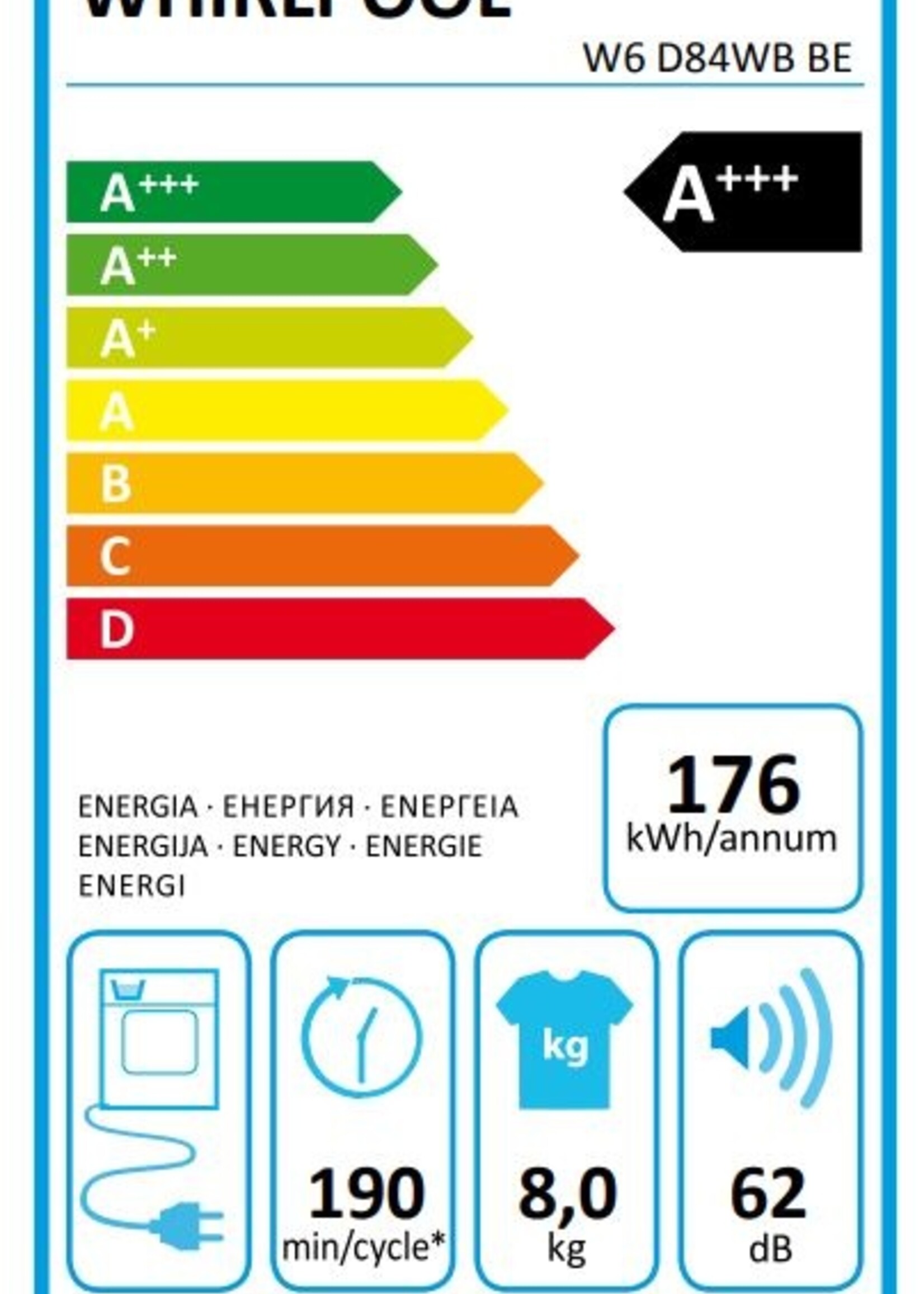 Whirlpool W6 D84WB BE - Warmtepompdroger