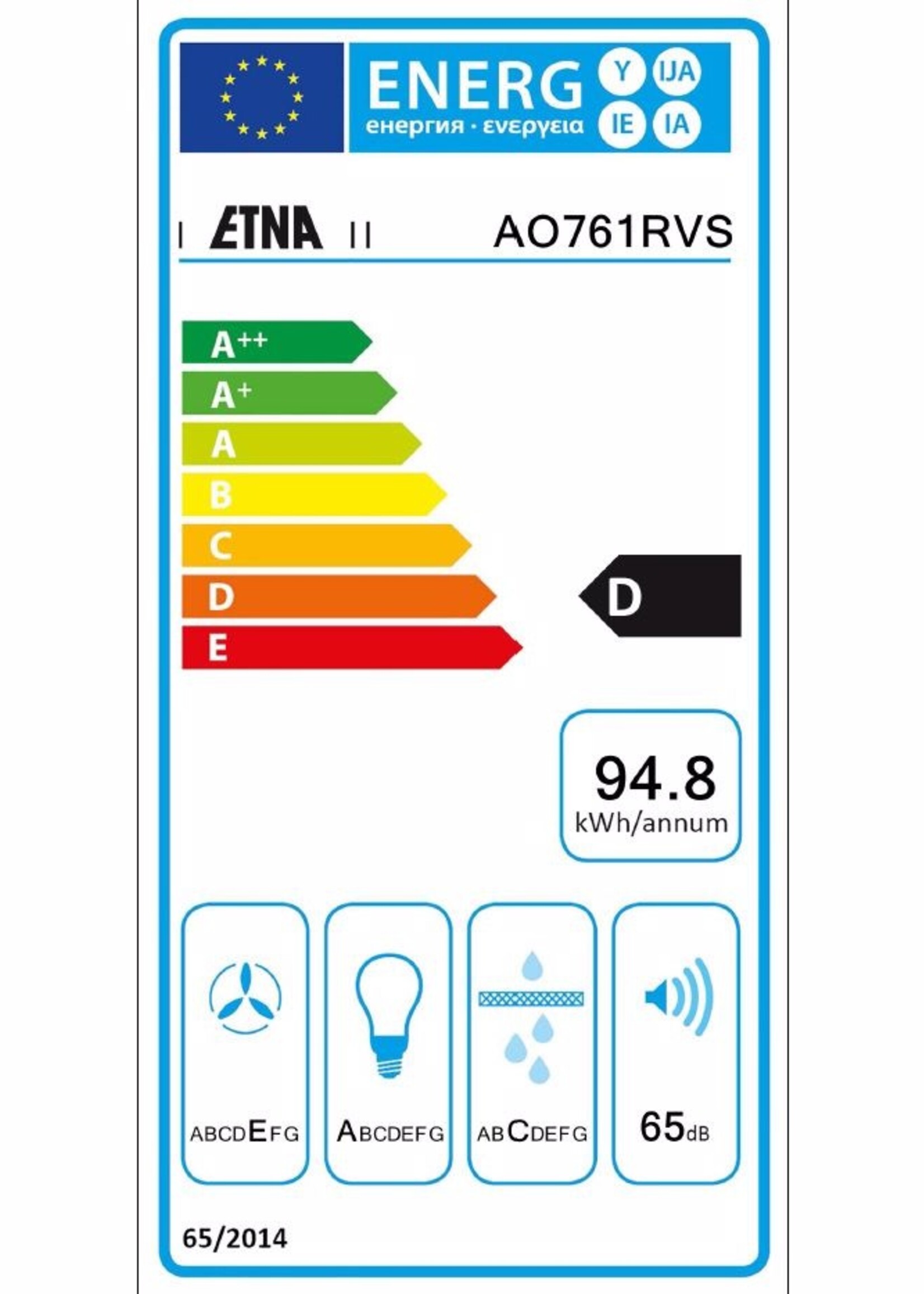 ETNA AO761RVS Onderbouw Afzuigkap 60cm - Onderbouw afzuigkap