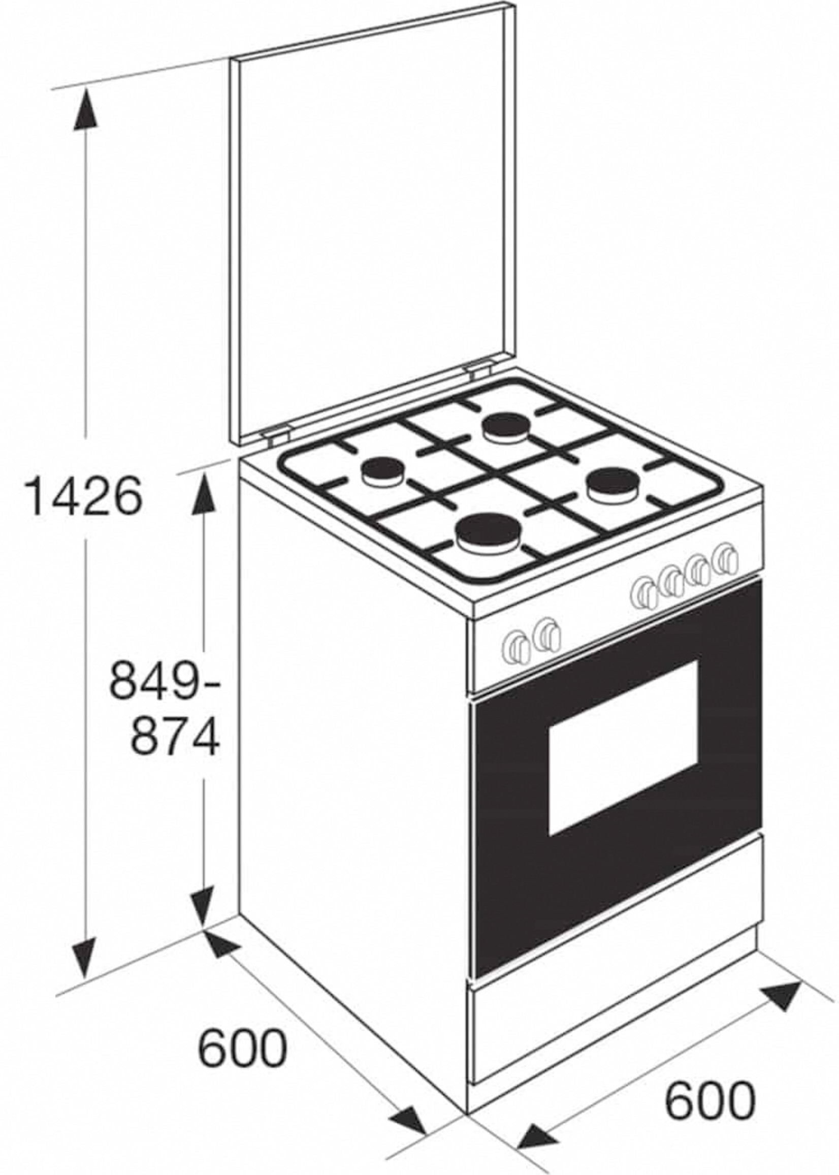 ETNA FGV160WIT Gasfornuis - Gasfornuis