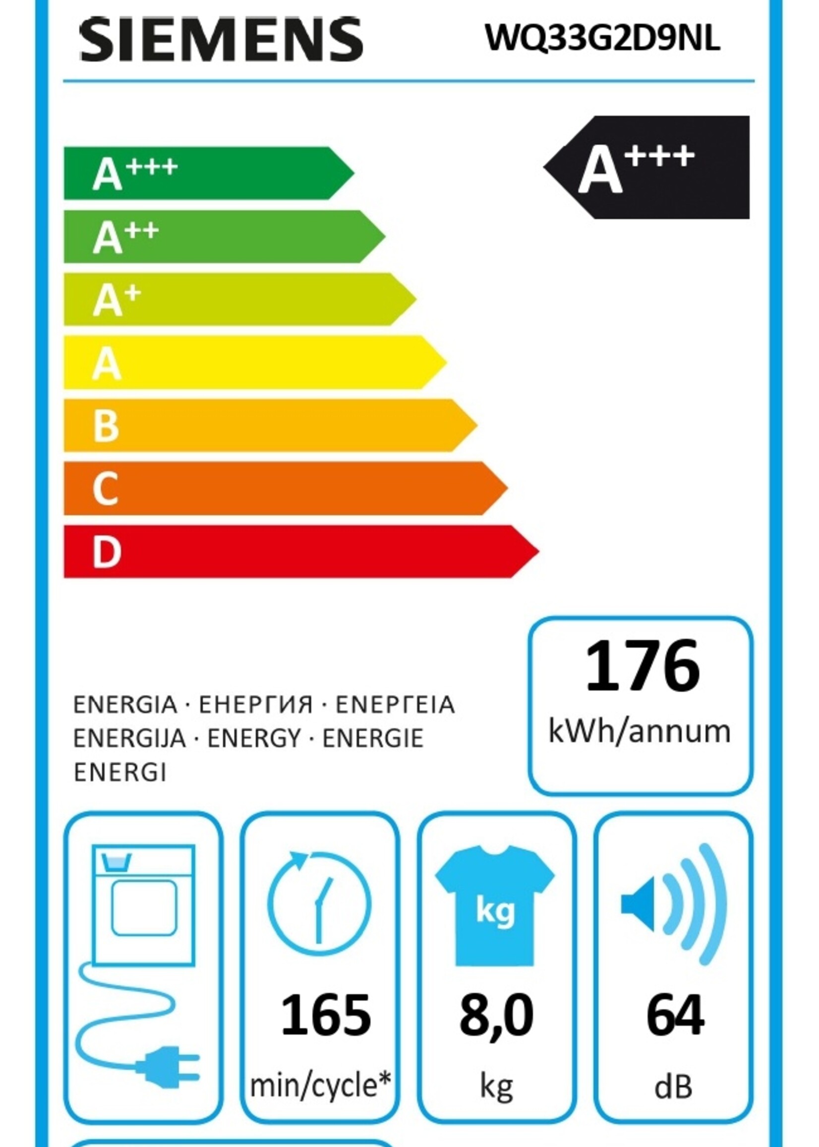 Siemens extraKlasse WQ33G2D9NL  - Warmtepompdroger