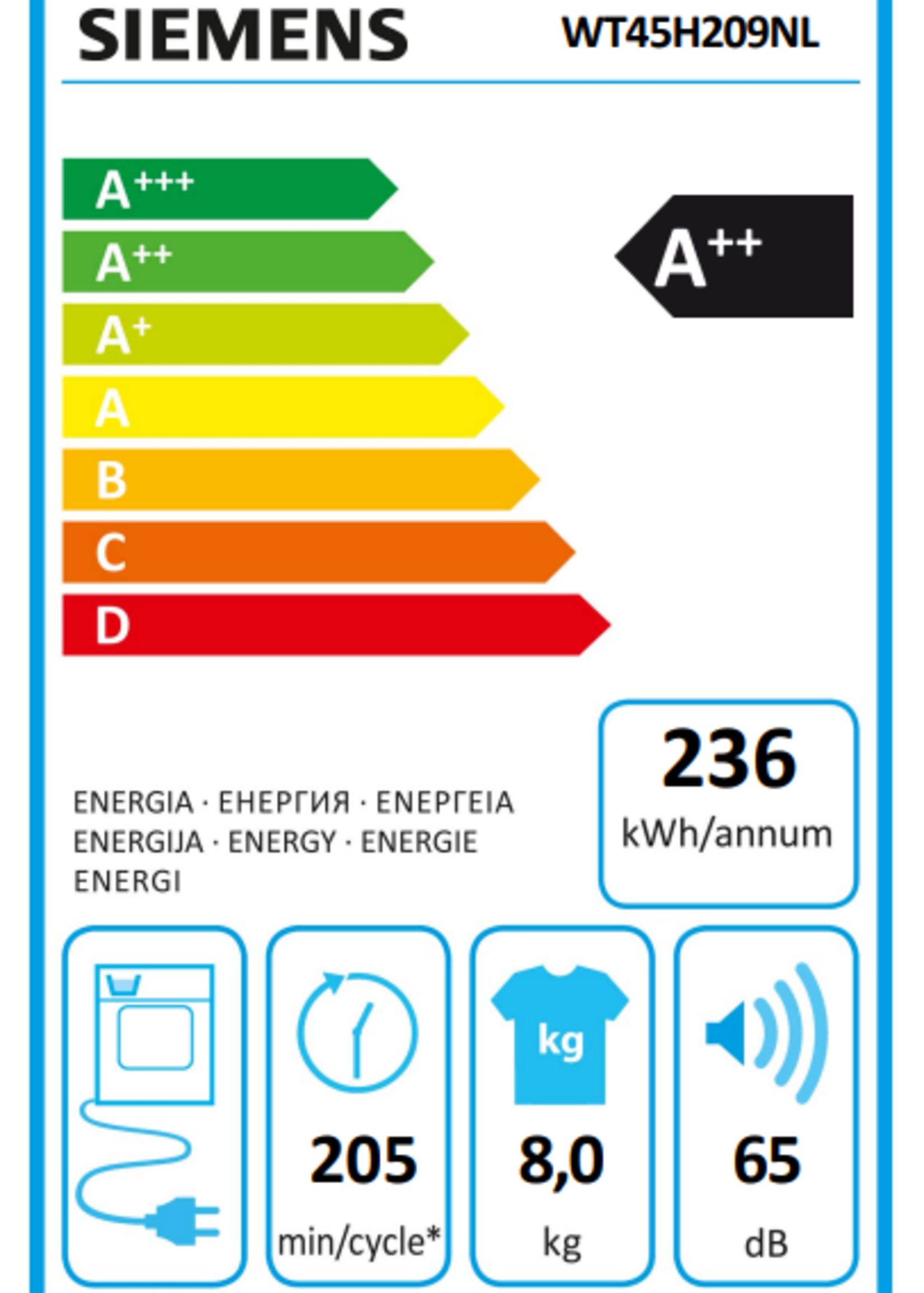 Siemens extraKlasse WT45H209NL - Warmtepompdroger