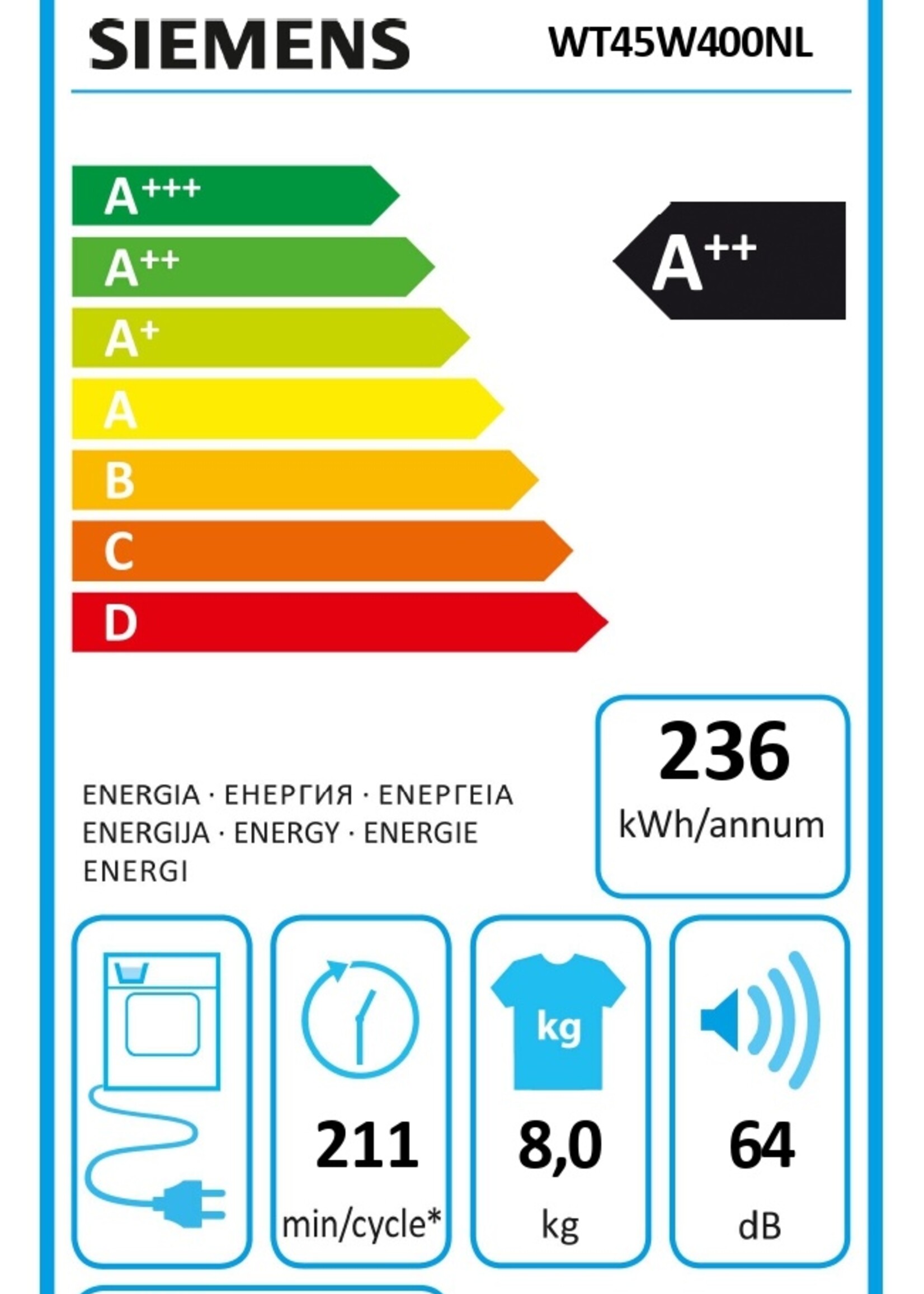 Siemens WT45W400NL - Warmtepompdroger