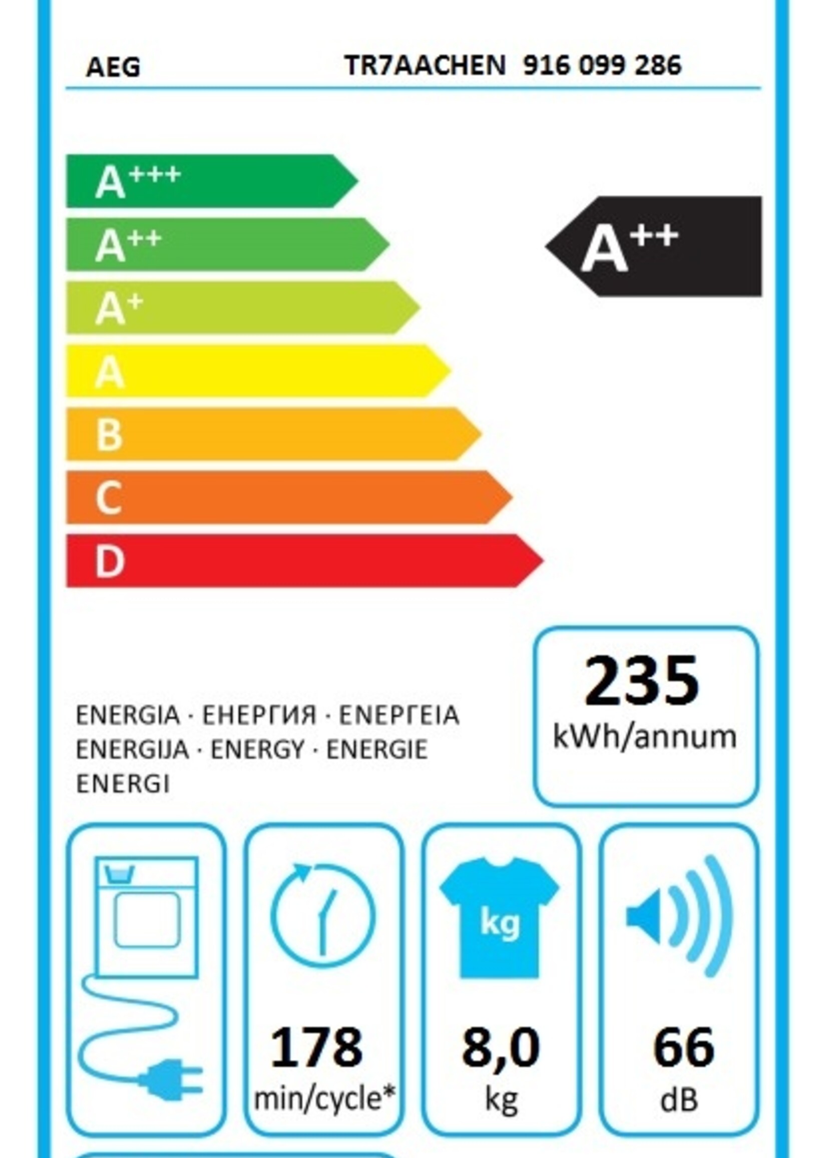 AEG SensiDry TR7AACHEN - Warmtepompdroger