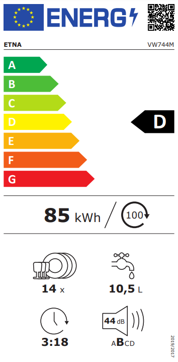 ETNA VW744M - Inbouw vaatwasser