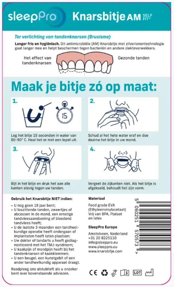 SleepPro Knarsbitje Self-Fit AM (anti-microbieel) SleepPro Knarsbitje Self-Fit AM (anti-microbieel)