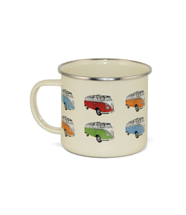 Emaille mok creme gekleurde bulli's