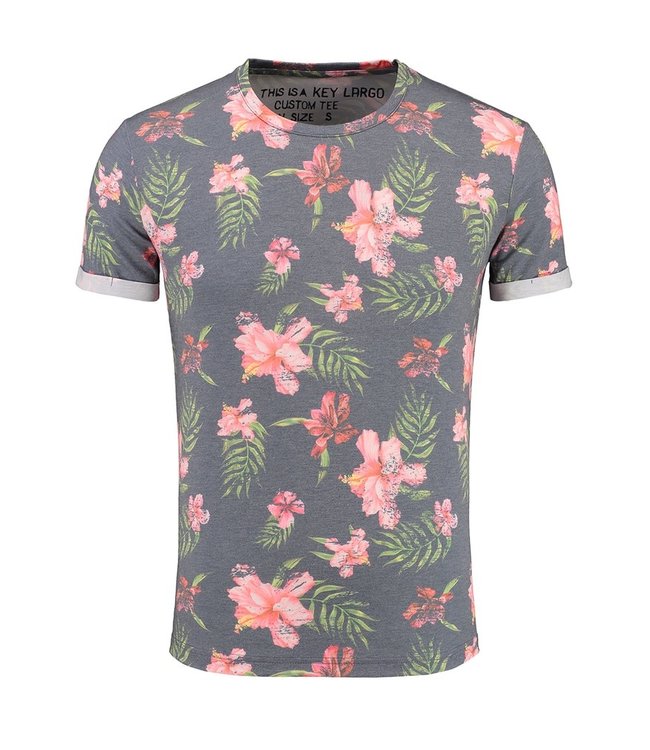 Key Largo Bloemen heren t-shirt roze