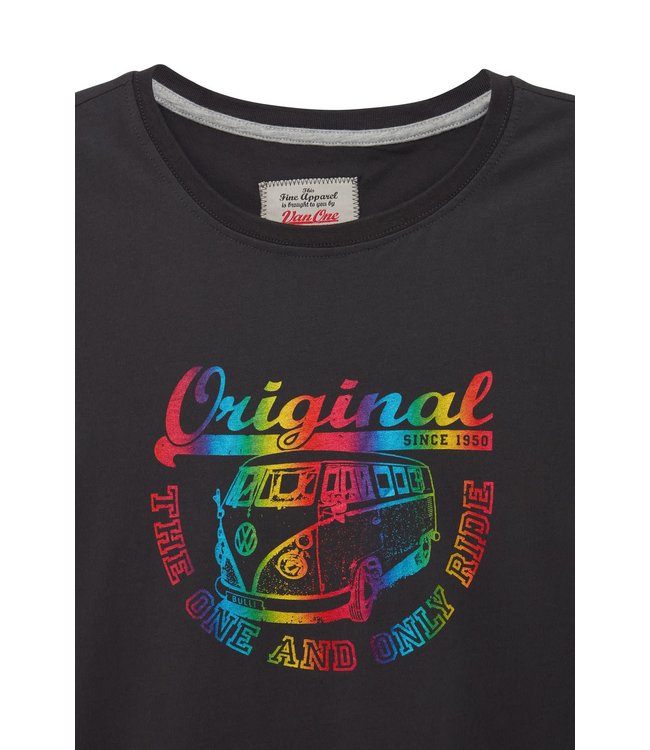 Van One Classic Cars t-shirt BLACK met MULTI kleuren en de Volkswagen bulli