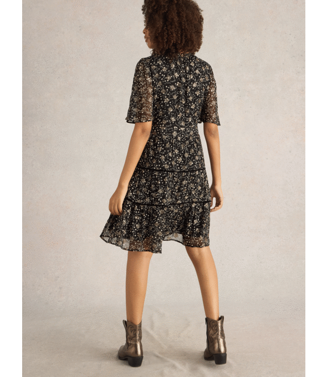 White Stuff metallic dress zwart/goud