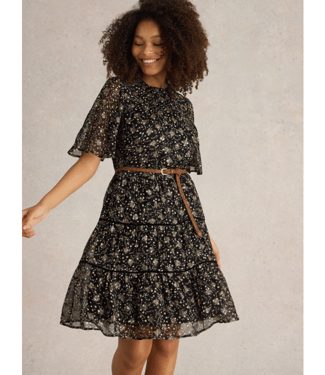 White Stuff metallic dress zwart/goud