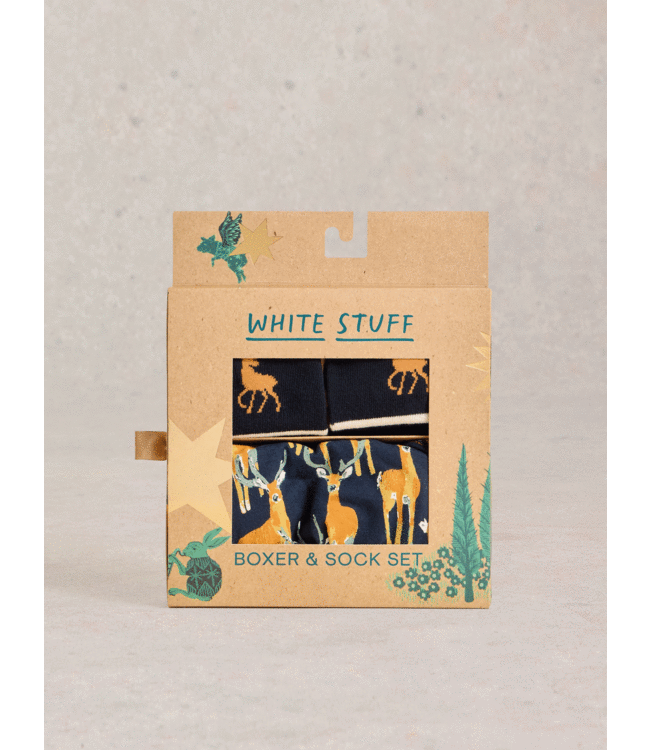 White Stuff Kerst heren sokken en boxershort navy