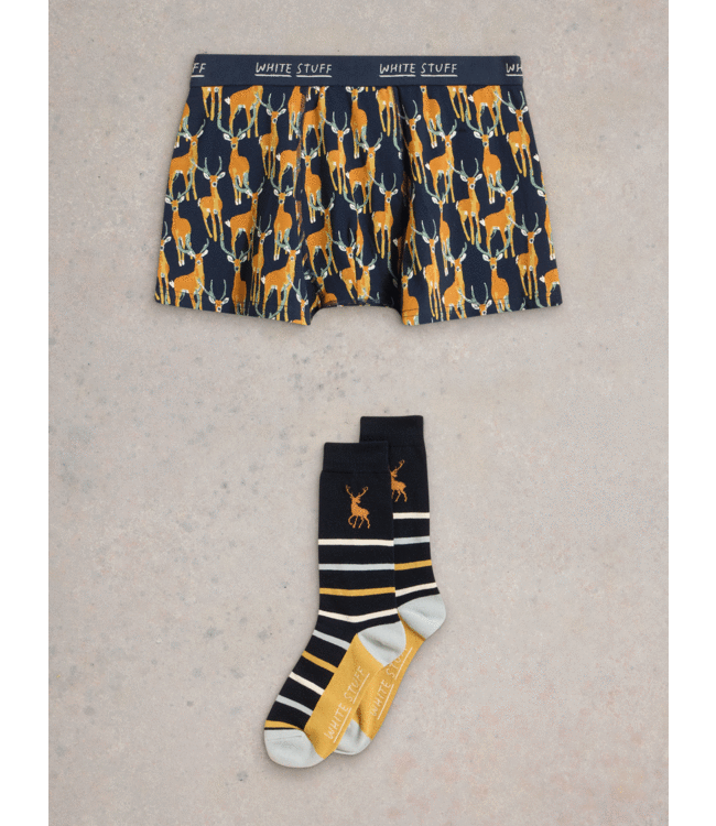 White Stuff Kerst heren sokken en boxershort navy