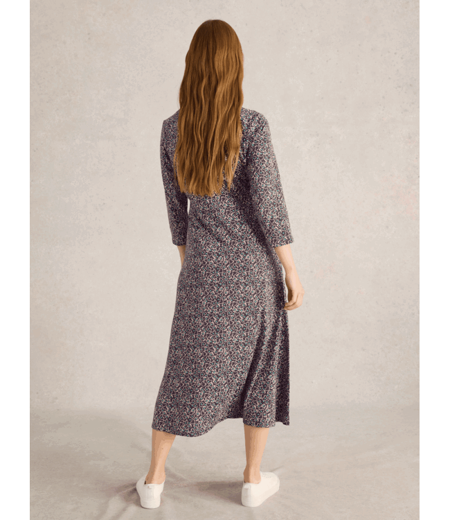 White Stuff Jersey jurk blauw bewerkt