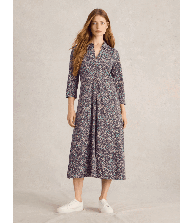 White Stuff Jersey jurk blauw bewerkt