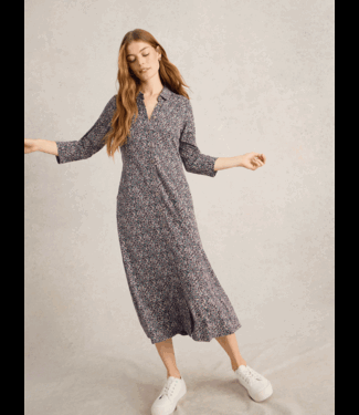 White Stuff Jersey jurk blauw bewerkt