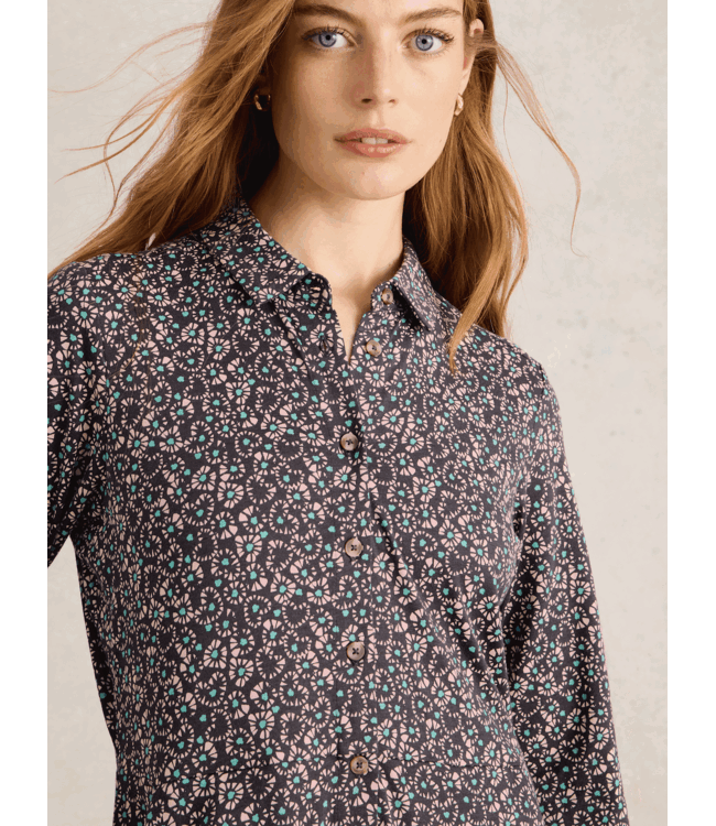 White Stuff Jersey jurk blauw bewerkt