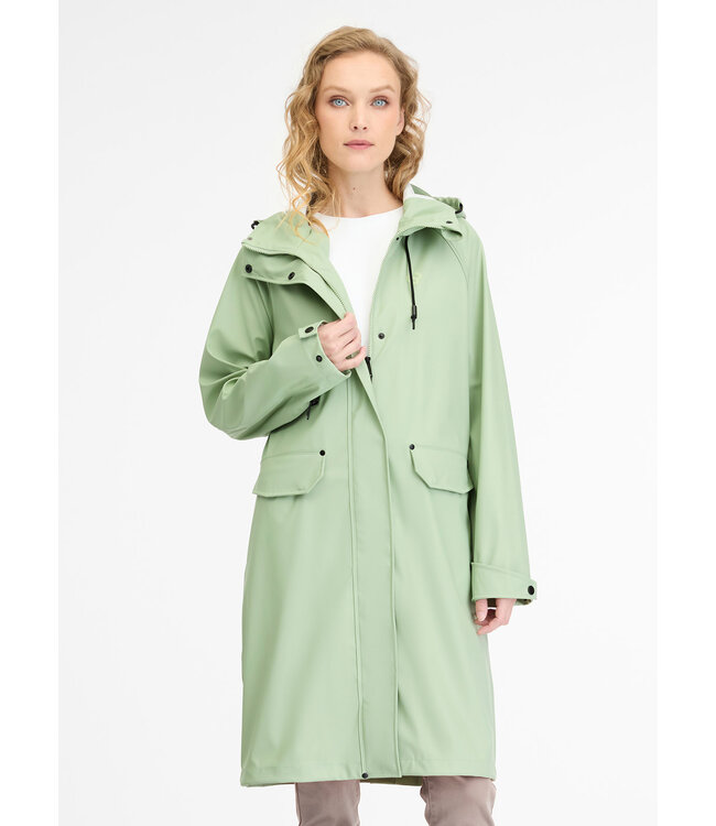 Ragwear The First Vegan Streetwear Dames lange zomer regenjas dusty green