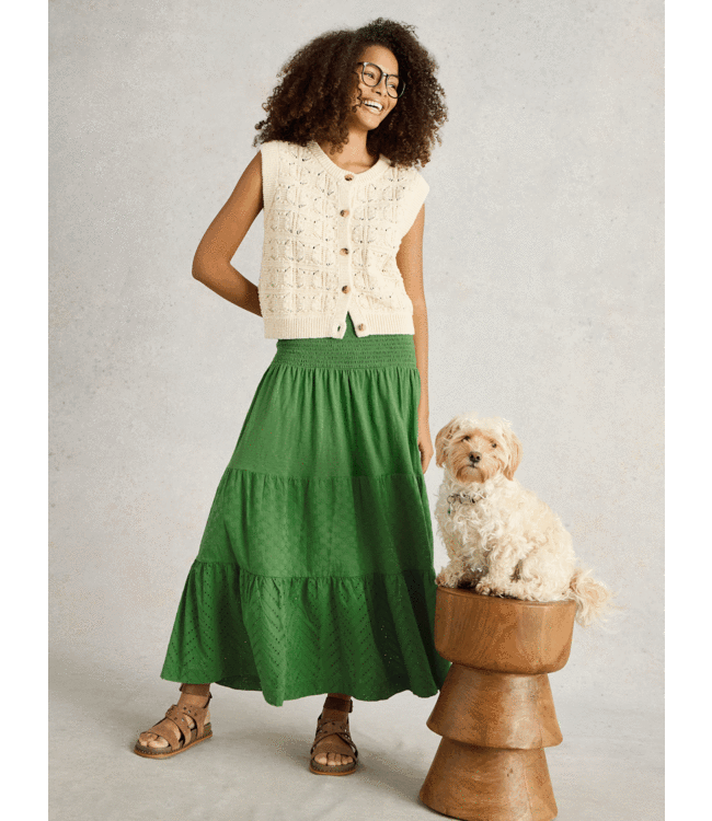 White Stuff rok marissa broderie groen