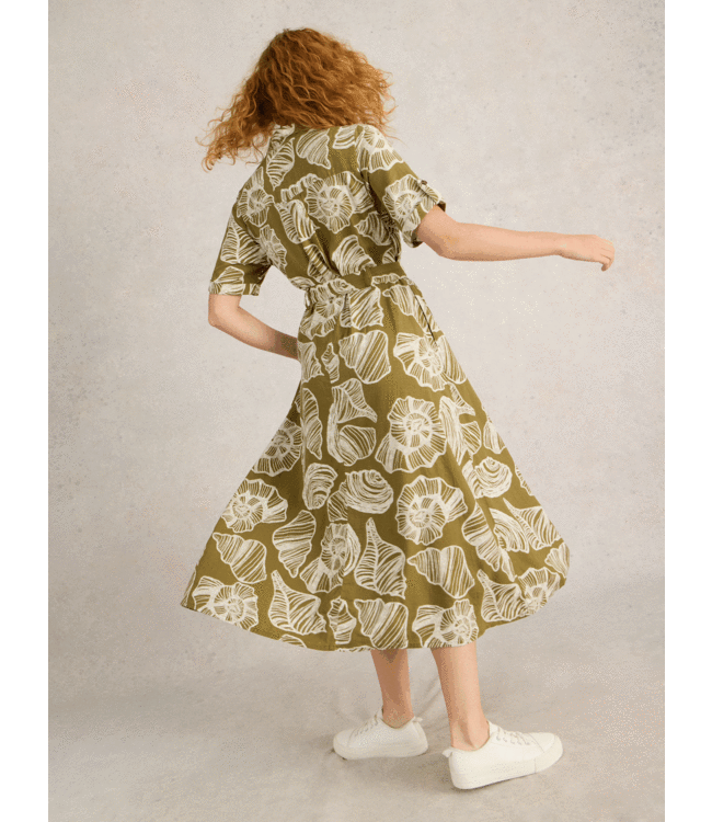 White Stuff Linnen lange jurk blend green