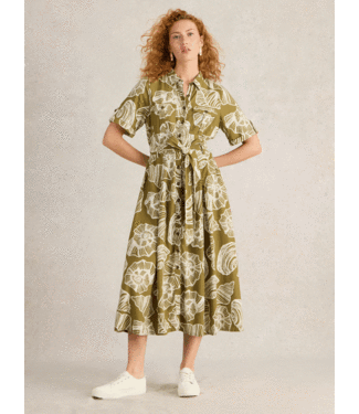 White Stuff Linnen lange jurk blend green