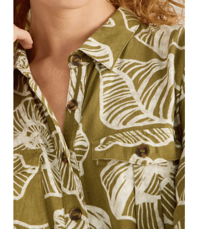 White Stuff Linnen lange jurk blend green