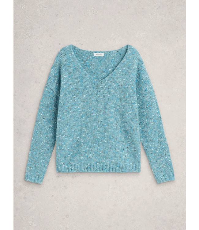 White Stuff Dames trui texture V-hals blue
