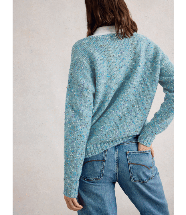 White Stuff Dames trui texture V-hals blue